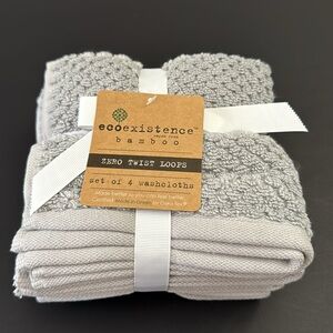 4pc ECOEXISTENCE Bamboo Zero Twist Loops Bath Wash Towel Set - Pearl Gray
